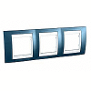Unica Plus - cover frame - 3 gangs, H71 - glacier blue/white
