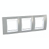 Unica Plus - cover frame - 3 gangs, H71 - mist grey/white