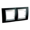 Unica Top - cover frame - 2 gangs, H71 -Rhodium Black /aluminium