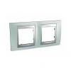 Unica Top - cover frame - 2 gangs, H71 - Fluor Green/aluminium
