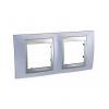 Unica Top - cover frame - 2 gangs, H71 - Beryl Blue/aluminium
