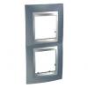 Unica Top - cover frame - 2 gangs - metal grey/aluminium