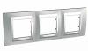 Unica Top - cover frame - 3 gangs, H71 - glossy chrome/aluminium