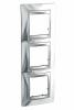 Unica Top - cover frame - 3 gangs - bright chrome/aluminium