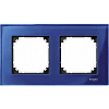 Real glass frame, 2-gang, Sapphire blue