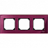 Real glass frame, 3-gang, Ruby red