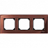 Real glass frame, 3-gang, Mahogany brown