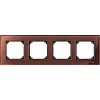 Real glass frame, 4-gang, Mahogany brown