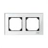 Real glass frame, 2-gang, Brilliant white